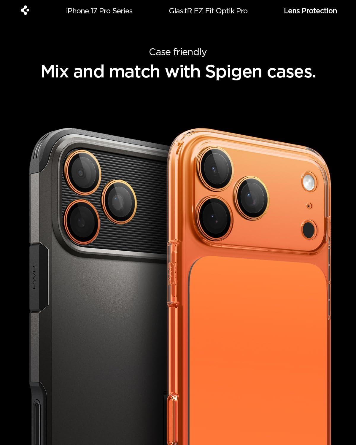 imageSpigen Camera Lens Screen Protector GlasTR EZ Fit Optik Pro Designed for iPhone 16 Pro MaxiPhone 16 ProiPhone 15 Pro MaxiPhone 15 Pro Case Friendly Natural Titanium 2 PackCosmic Orange
