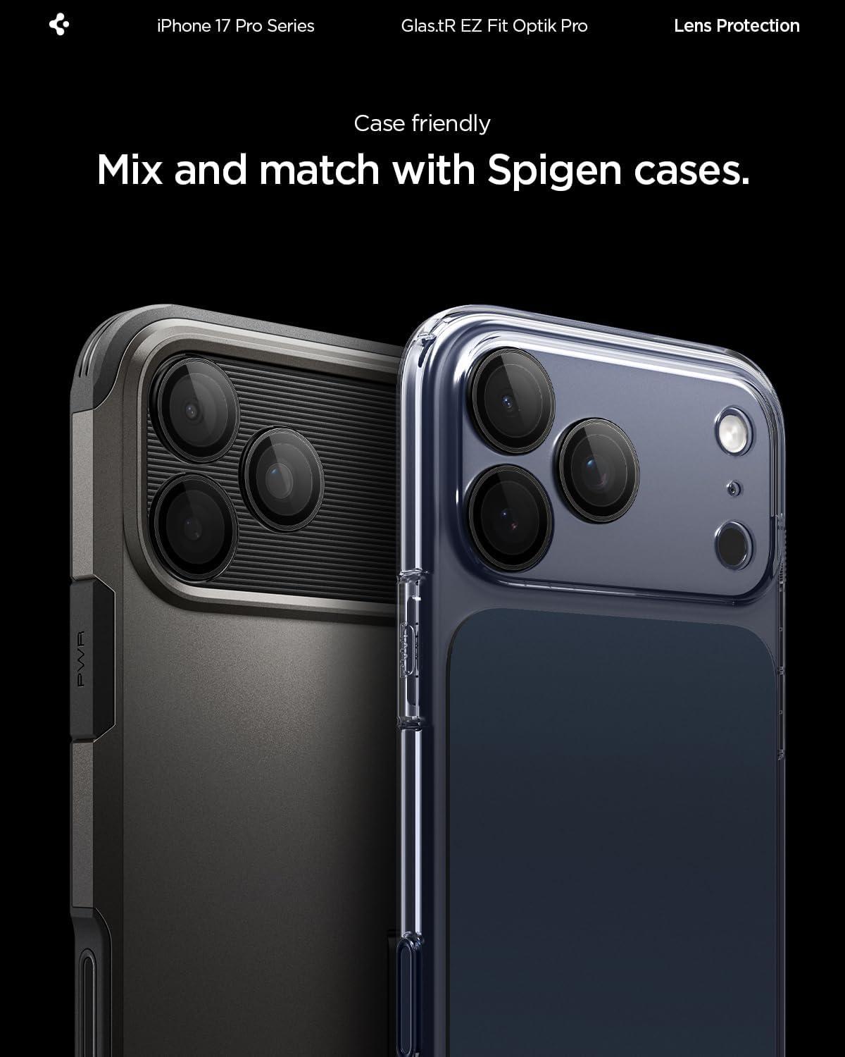 imageSpigen Camera Lens Screen Protector GlasTR EZ Fit Optik Pro Designed for iPhone 16 Pro MaxiPhone 16 ProiPhone 15 Pro MaxiPhone 15 Pro Case Friendly Natural Titanium 2 PackWhite Titanium