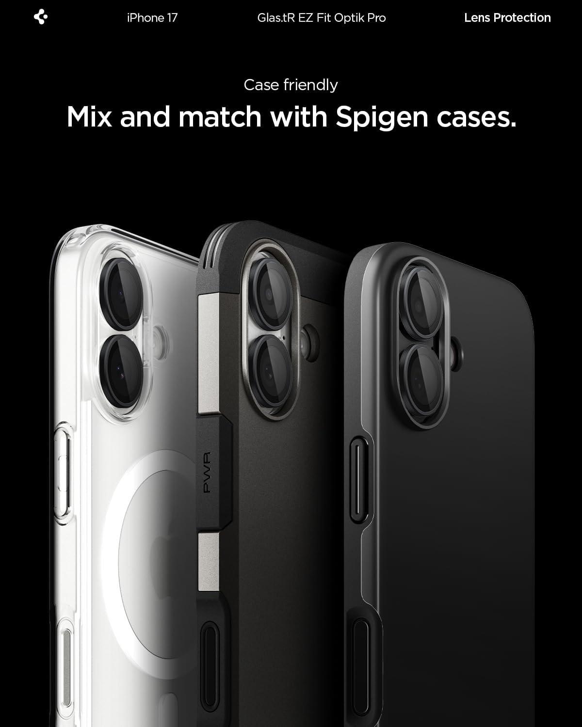 imageSpigen Camera Lens Screen Protector GlasTR EZ Fit Optik Pro Designed for iPhone 17 Case Friendly Lavender 2 PackBlack