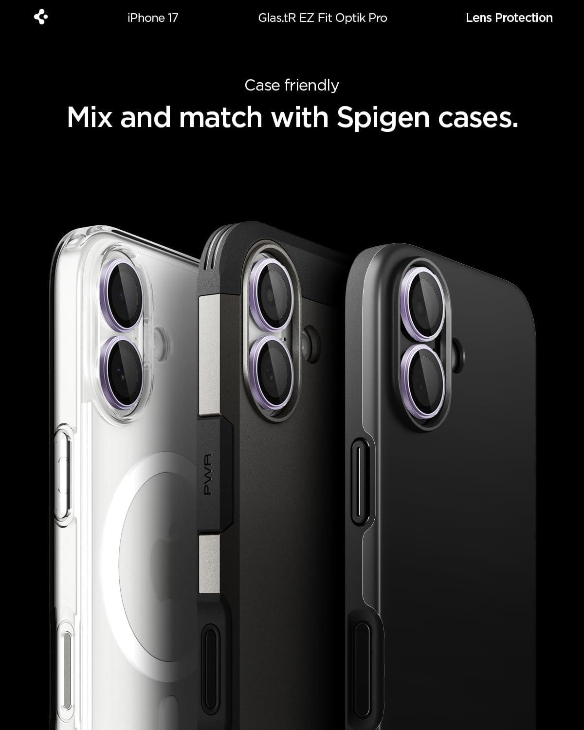 imageSpigen Camera Lens Screen Protector GlasTR EZ Fit Optik Pro Designed for iPhone 17 Case Friendly Lavender 2 PackLavender