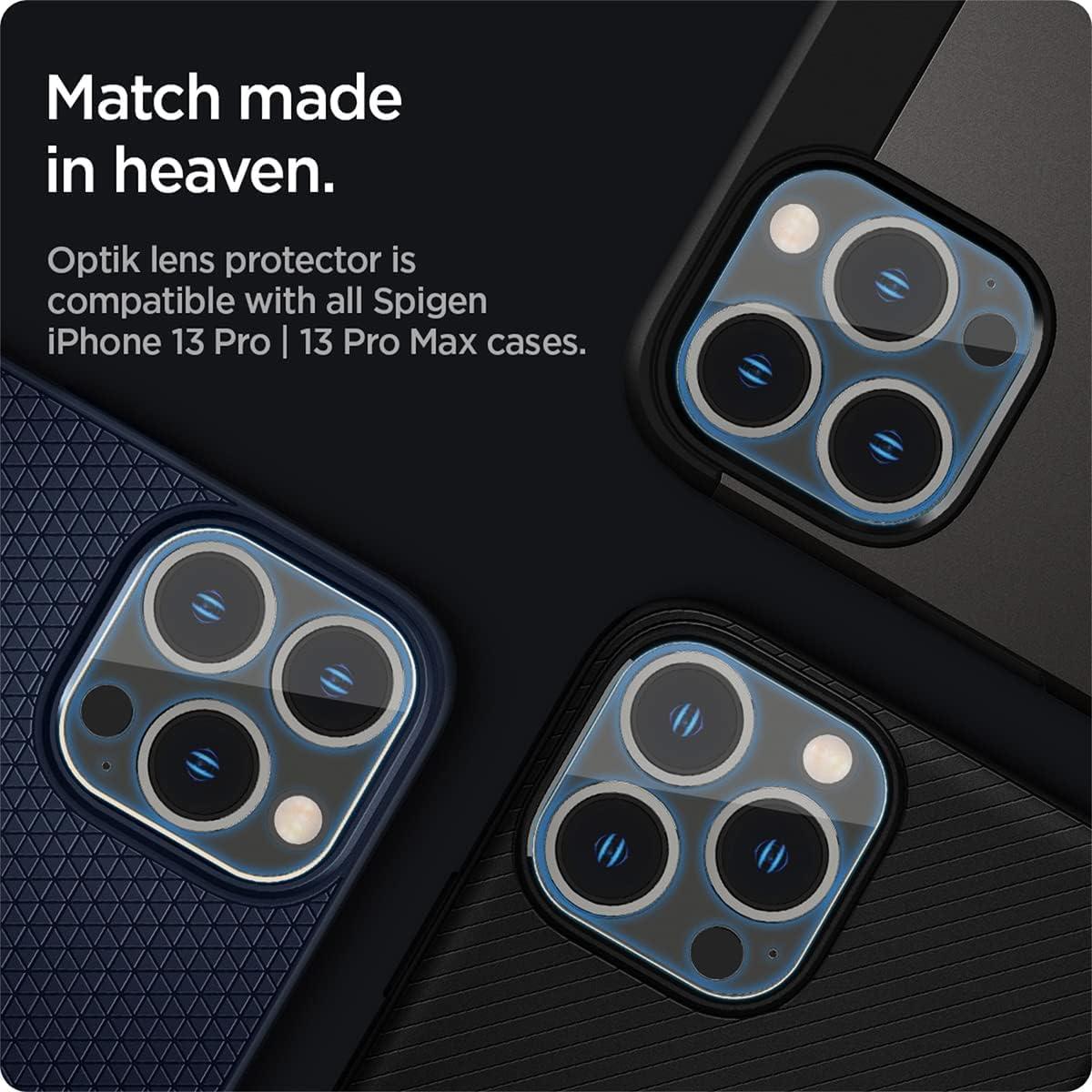 imageSpigen Camera Lens Screen Protector GlasTR Optik Designed for iPhone 13 Pro Max 2021 iPhone 13 Pro 2021 Clear 2 PackClear