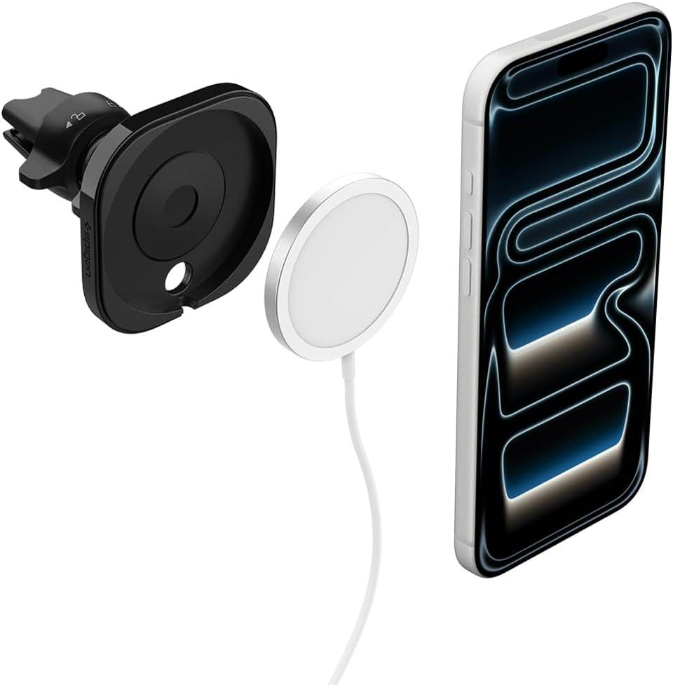 imageSpigen Mag Fit Car Mount for MagSafe Charger Compatible with iPhone 17 Pro Max iPhone 17 iPhone Air iPhone 17 amp iPhones with MagSafe Charger Not Included Need USBC Car Charger Black
