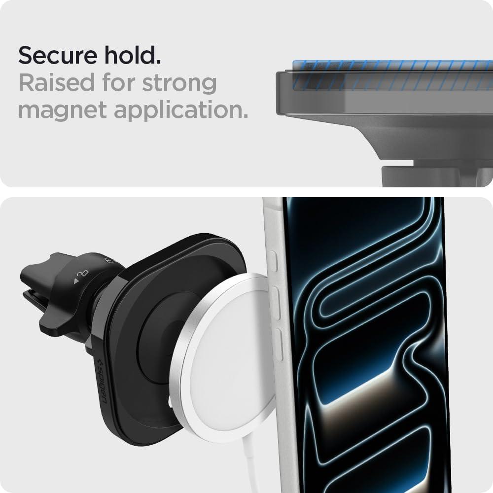 imageSpigen Mag Fit Car Mount for MagSafe Charger Compatible with iPhone 17 Pro Max iPhone 17 iPhone Air iPhone 17 amp iPhones with MagSafe Charger Not Included Need USBC Car Charger Black