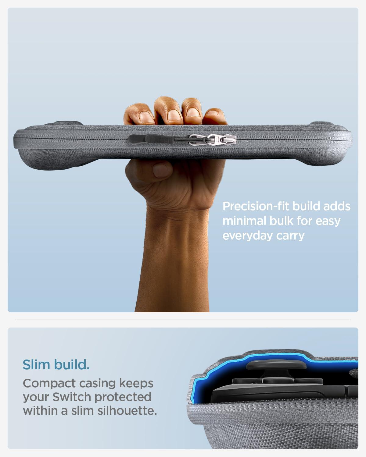 imageSpigen Slim Carrying Case for Nintendo Switch 2 2025 Protective Hard Shell Travel Case with Accessory Pockets and 10 Game Cartridge Slots Portable Storage Pouch Charcoal GrayCharcoal Gray