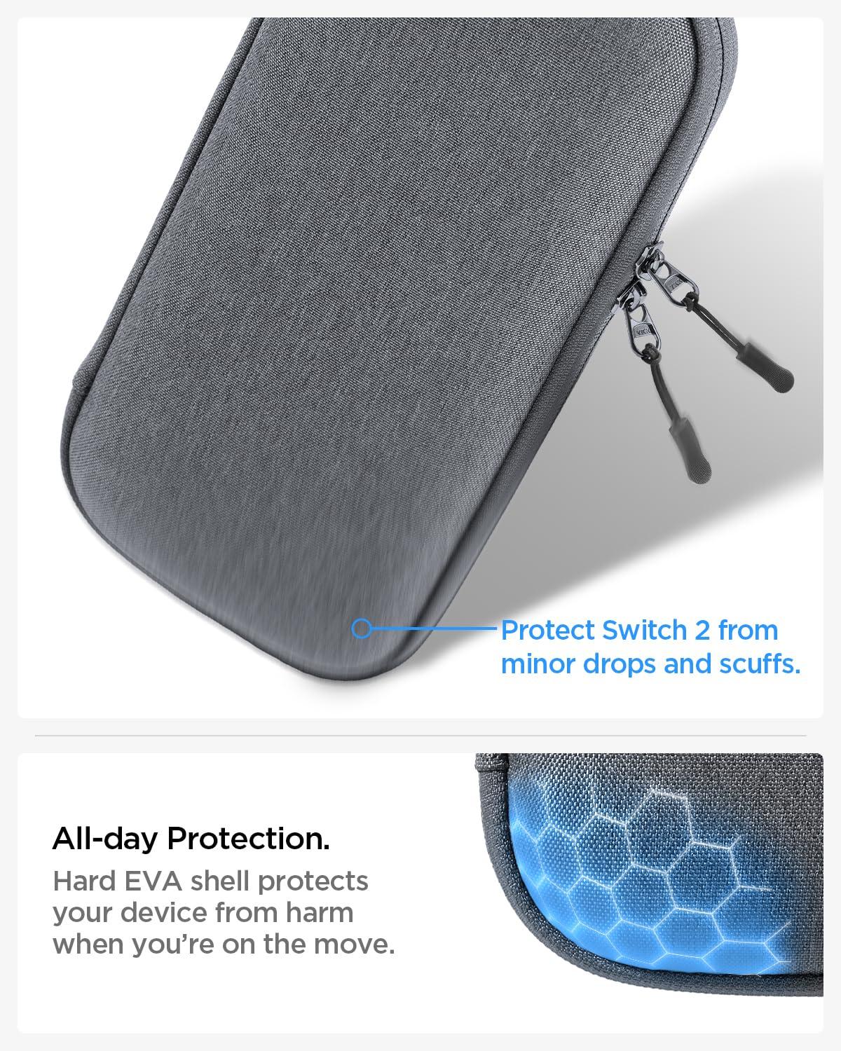 imageSpigen Slim Carrying Case for Nintendo Switch 2 2025 Protective Hard Shell Travel Case with Accessory Pockets and 10 Game Cartridge Slots Portable Storage Pouch Charcoal GrayCharcoal Gray