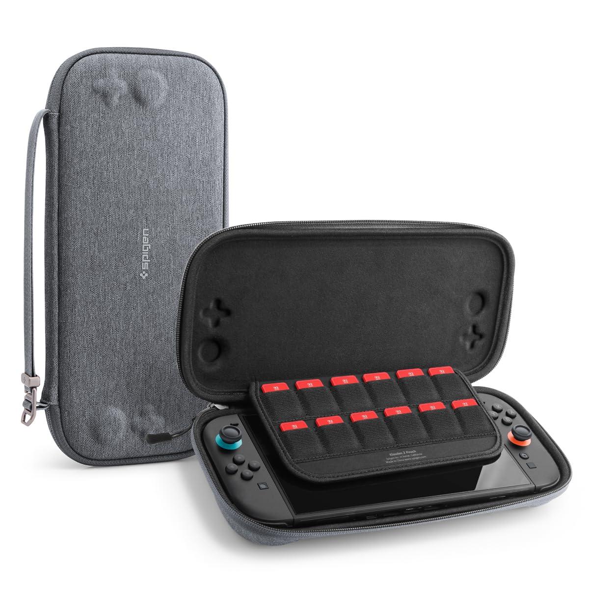 imageSpigen Slim Carrying Case for Nintendo Switch 2 2025 Protective Hard Shell Travel Case with Accessory Pockets and 10 Game Cartridge Slots Portable Storage Pouch Charcoal GrayCharcoal Gray