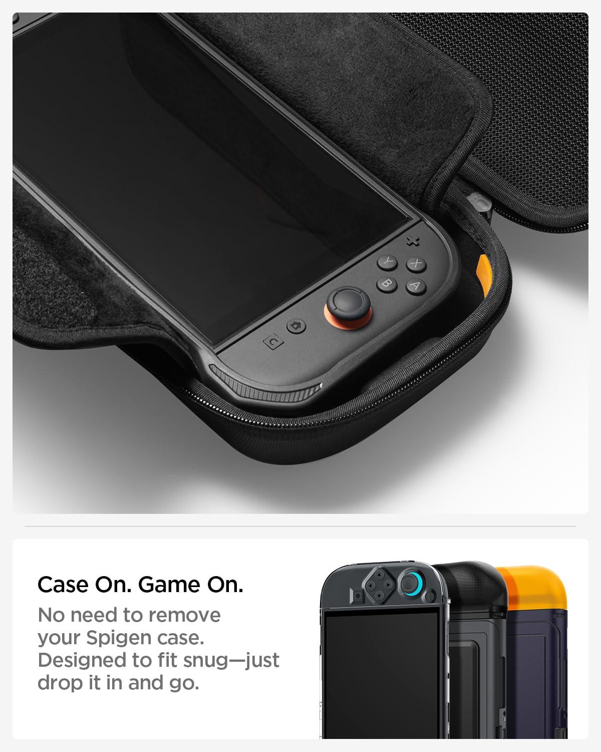 imageSpigen Slim Carrying Case for Nintendo Switch 2 2025 Protective Hard Shell Travel Case with Accessory Pockets and 10 Game Cartridge Slots Portable Storage Pouch Charcoal GrayBlack
