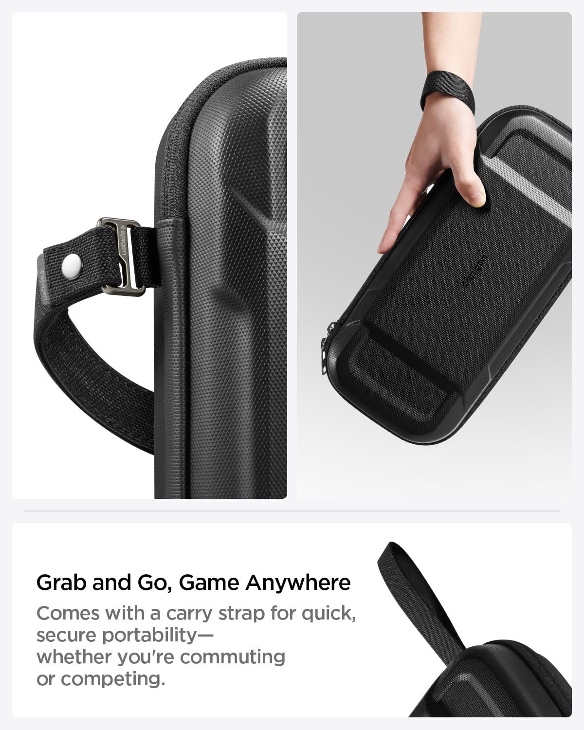 imageSpigen Slim Carrying Case for Nintendo Switch 2 2025 Protective Hard Shell Travel Case with Accessory Pockets and 10 Game Cartridge Slots Portable Storage Pouch Charcoal GrayBlack