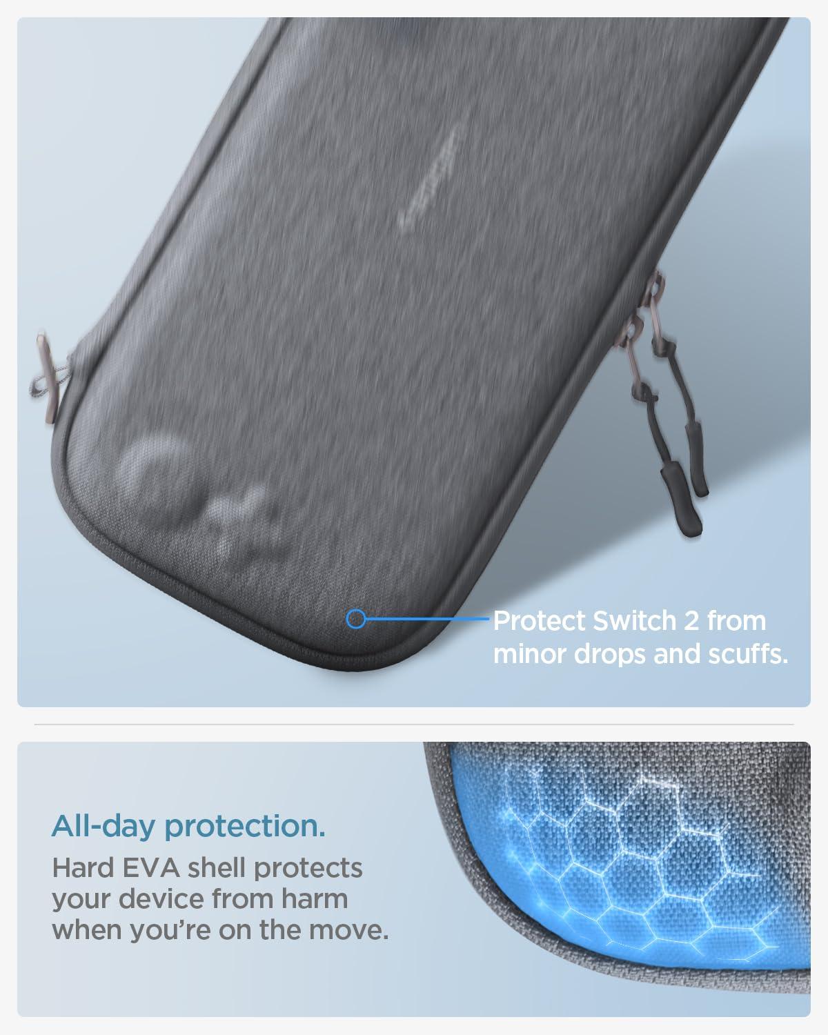 imageSpigen Slim Carrying Case for Nintendo Switch 2 2025 Protective Hard Shell Travel Case with Accessory Pockets and 10 Game Cartridge Slots Portable Storage Pouch Charcoal GrayCharcoal Gray