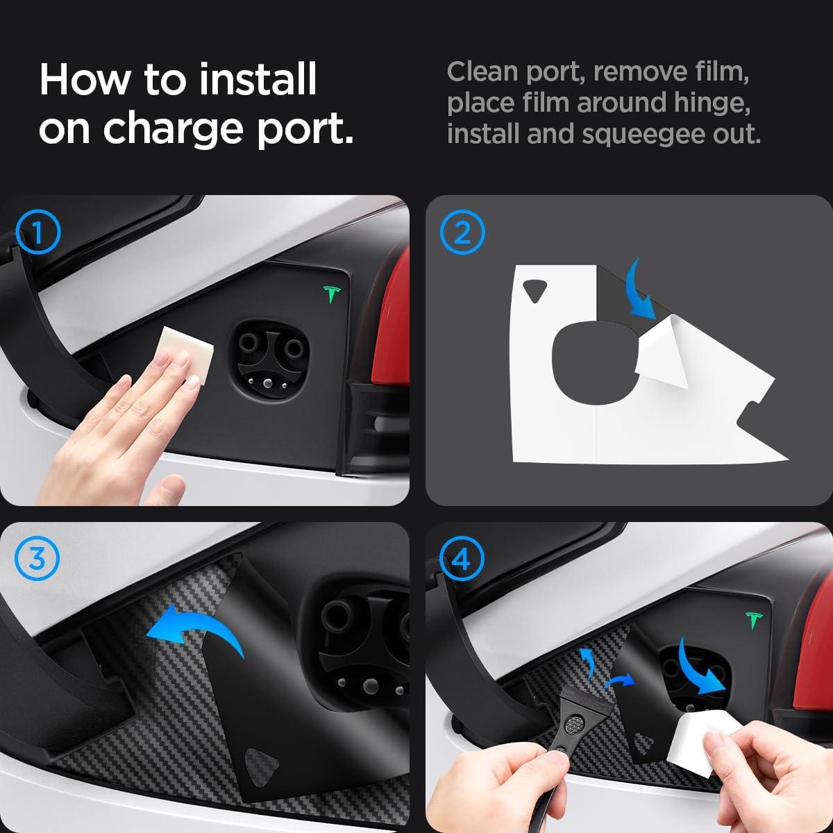 imageSpigen TapShield Protective Film and Wrap Set Designed for Tesla Model X Charge Port with AllinOne Installation Kit ScratchFree PPF Carbon Edition Compatible with Model X 2023 and AfterTesla Model X