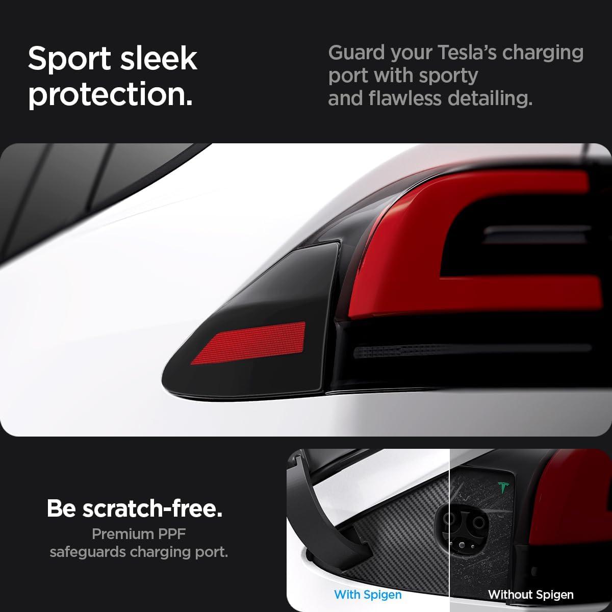 imageSpigen TapShield Protective Film and Wrap Set Designed for Tesla Model X Charge Port with AllinOne Installation Kit ScratchFree PPF Carbon Edition Compatible with Model X 2023 and AfterTesla Model X