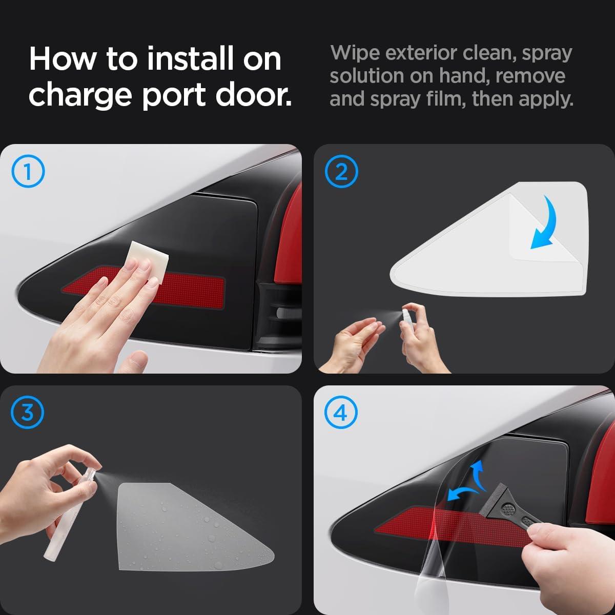 imageSpigen TapShield Protective Film and Wrap Set Designed for Tesla Model X Charge Port with AllinOne Installation Kit ScratchFree PPF Carbon Edition Compatible with Model X 2023 and AfterTesla Model X