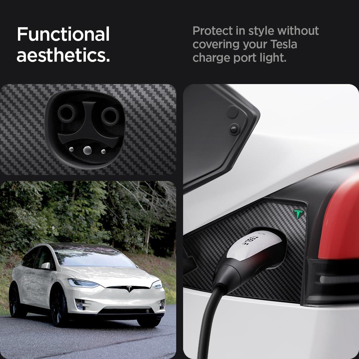 imageSpigen TapShield Protective Film and Wrap Set Designed for Tesla Model X Charge Port with AllinOne Installation Kit ScratchFree PPF Carbon Edition Compatible with Model X 2023 and AfterTesla Model X