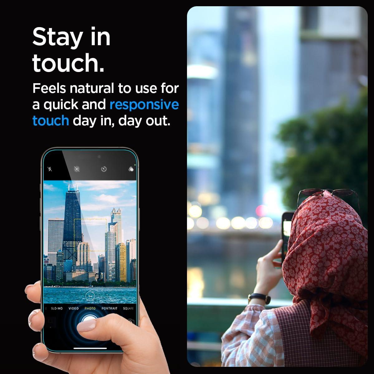 imageSpigen Tempered Glass Screen Protector GlasTR EZ FIT designed for iPhone 15 Pro Max Case Friendly 2 PackiPhone 15 Pro Max