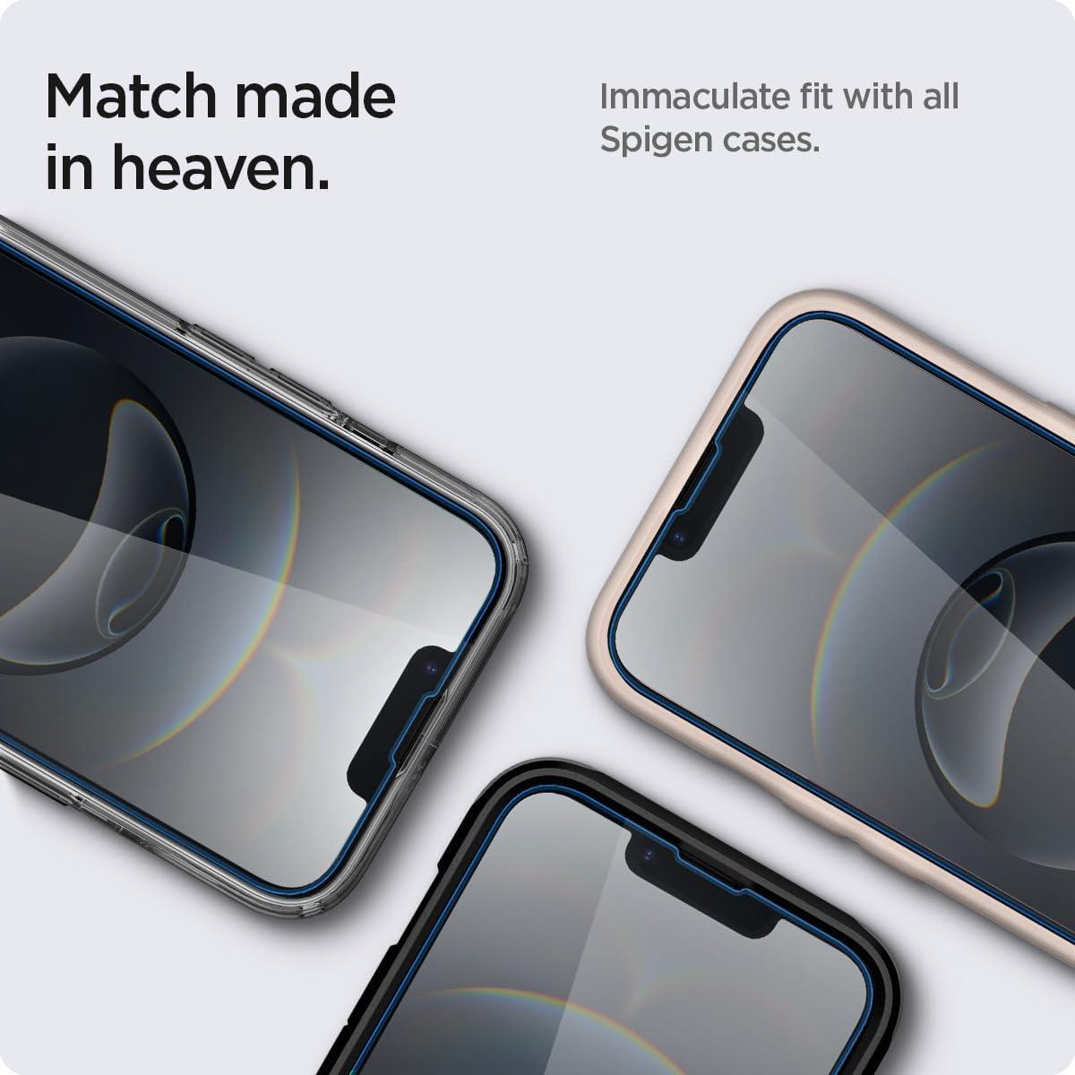 imageSpigen Tempered Glass Screen Protector GlasTR EZ FIT designed for iPhone 16e iPhone 14 iPhone 13 ProiPhone 13 Sensor Protection 2 PackiPhone 14 13 13 Pro