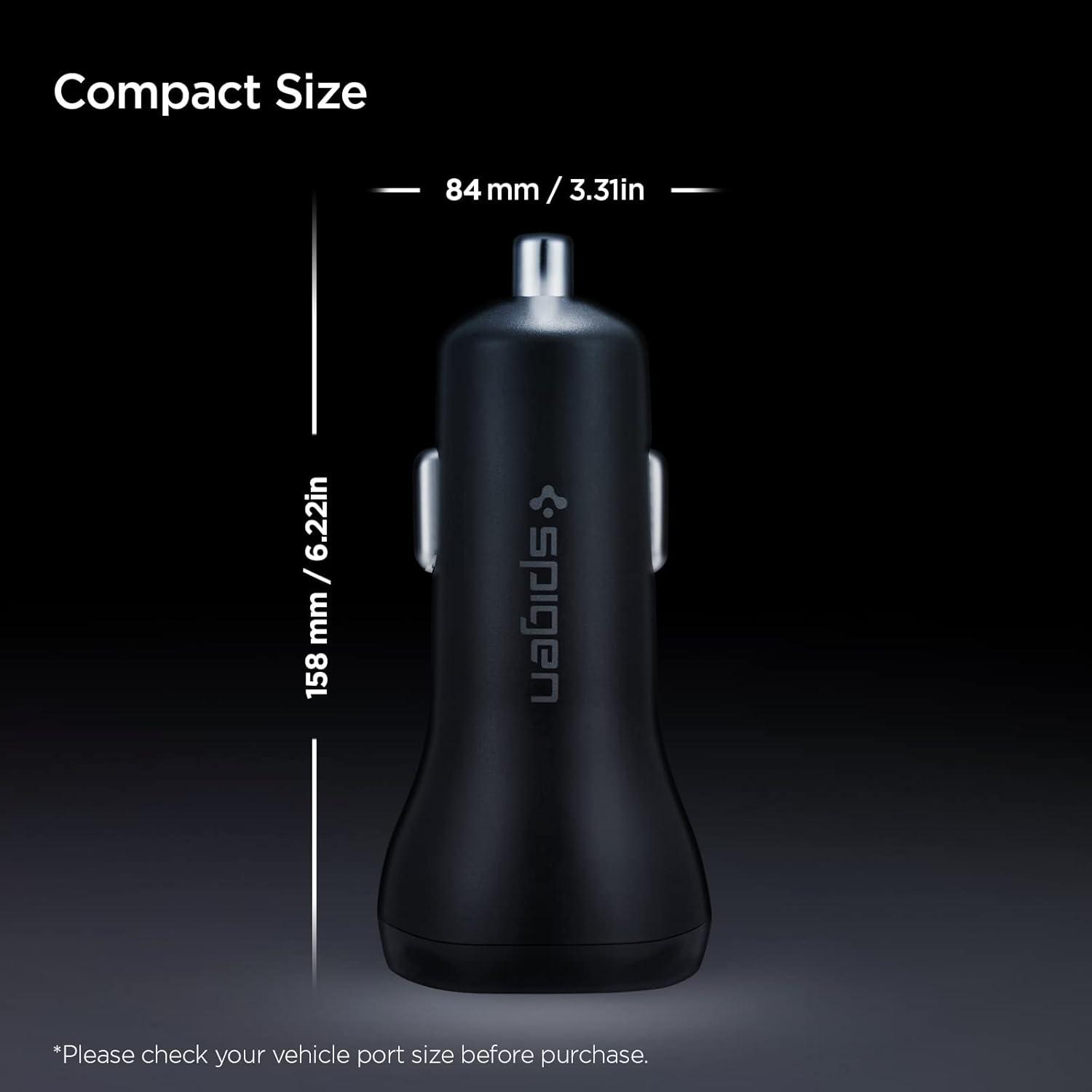 imageSpigen for USB C Car Charger Essential 45W Dual Port Car Charger Fast Charge PD 27WQuick Charge18W Compatible with iPhone 17 16 15 Pro Max iPad M4 M2 Galaxy Z Fold Flip S23 Ultra Note Pixel 10