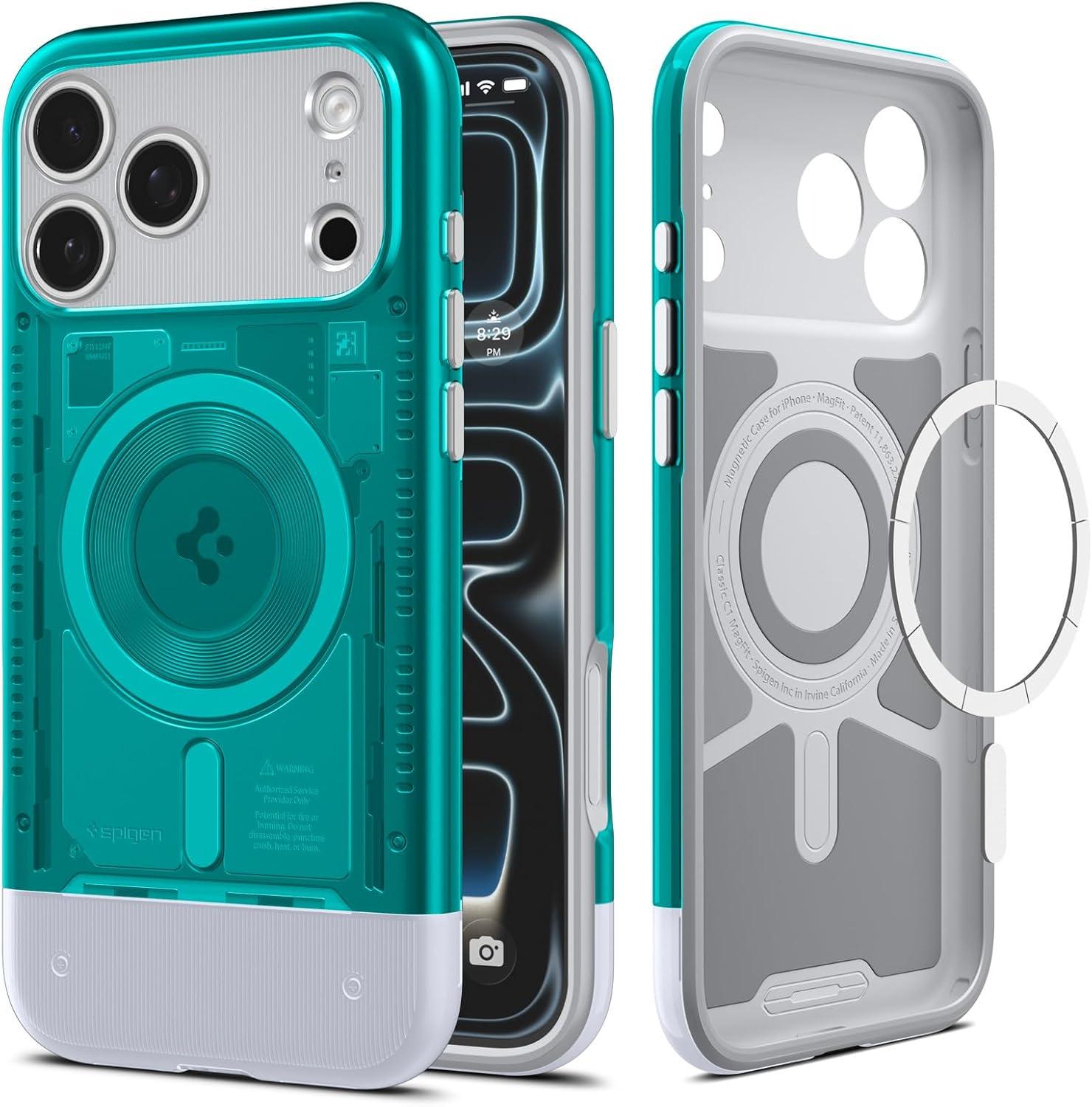 imageSpigen for iPhone 17 Pro Max Case Classic C1 MagFit TPU Covered Camera Control Compatible with MagSafe TangerineBondi Blue