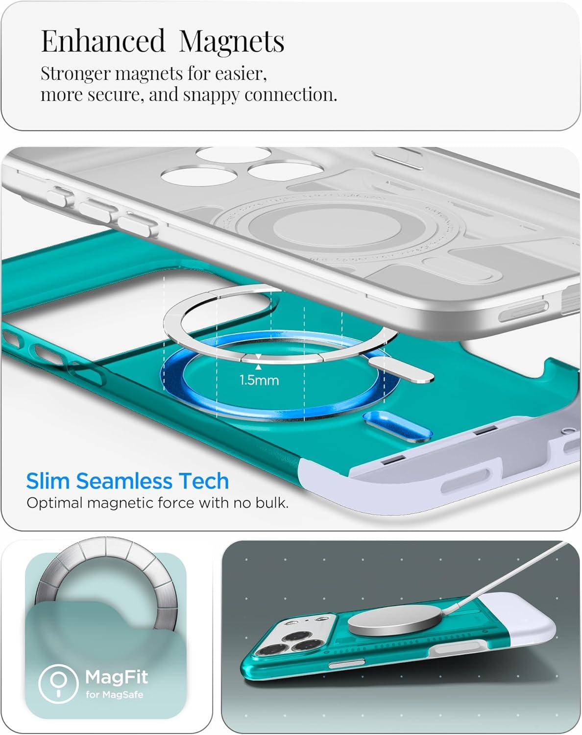 imageSpigen for iPhone 17 Pro Max Case Classic C1 MagFit TPU Covered Camera Control Compatible with MagSafe TangerineBondi Blue