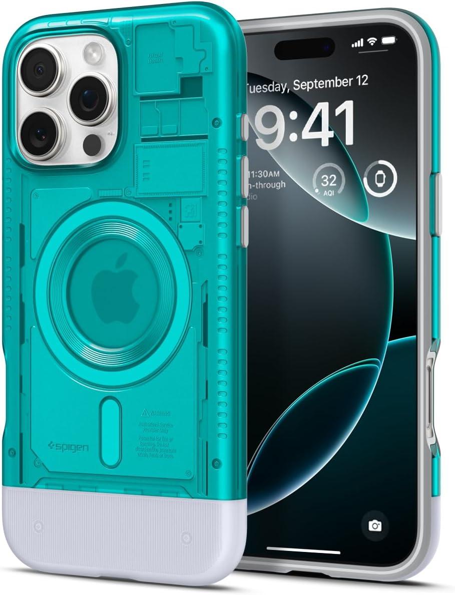 imageSpigen for iPhone 17 Pro Max Case Classic C1 MagFit TPU Covered Camera Control Compatible with MagSafe TangerineBondi Blue