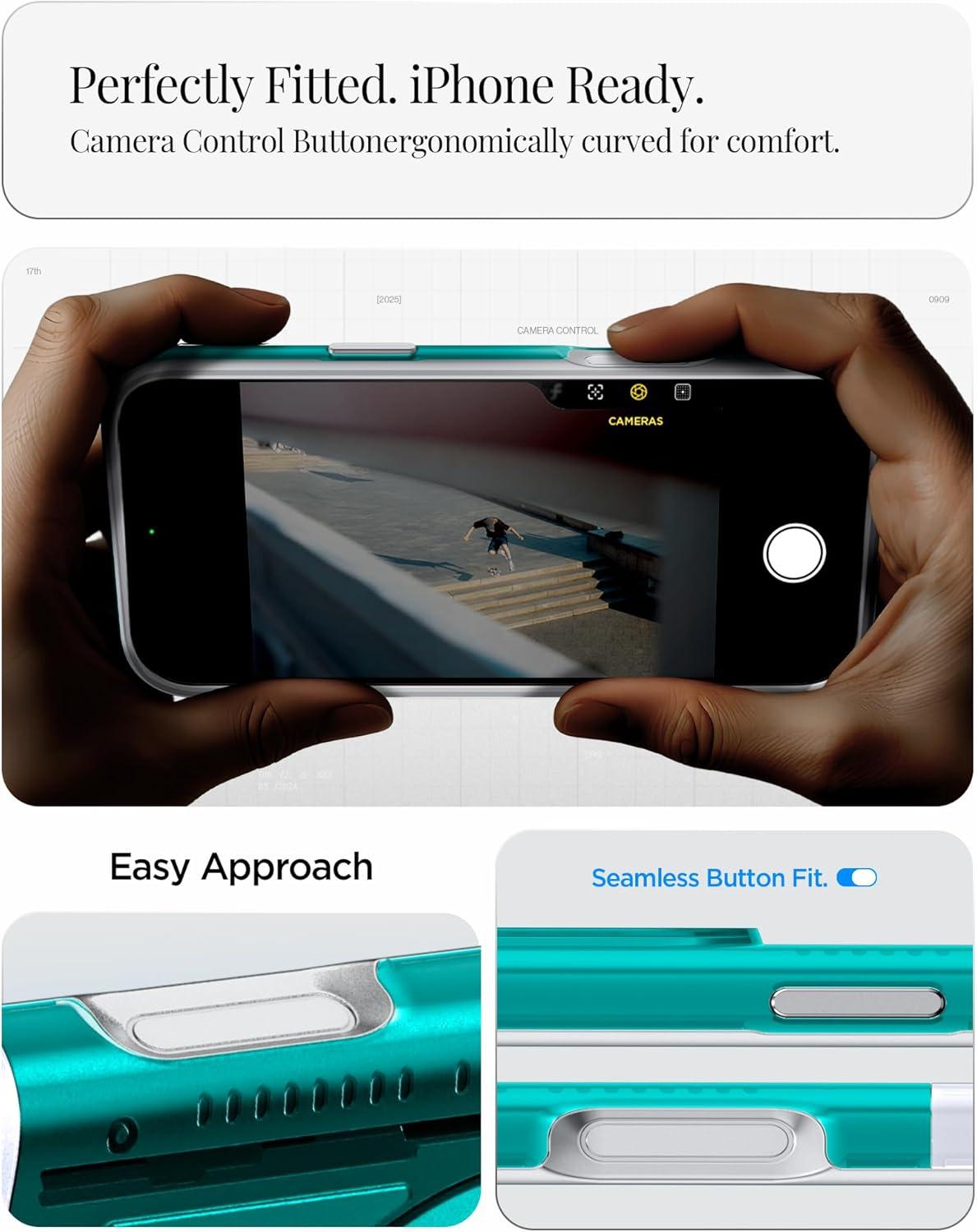 imageSpigen for iPhone 17 Pro Max Case Classic C1 MagFit TPU Covered Camera Control Compatible with MagSafe TangerineBondi Blue