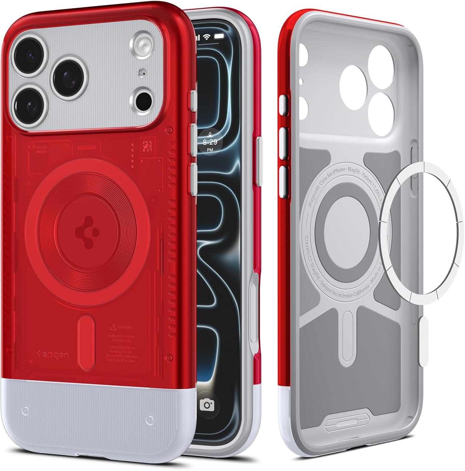 imageSpigen for iPhone 17 Pro Max Case Classic C1 MagFit TPU Covered Camera Control Compatible with MagSafe TangerineRuby
