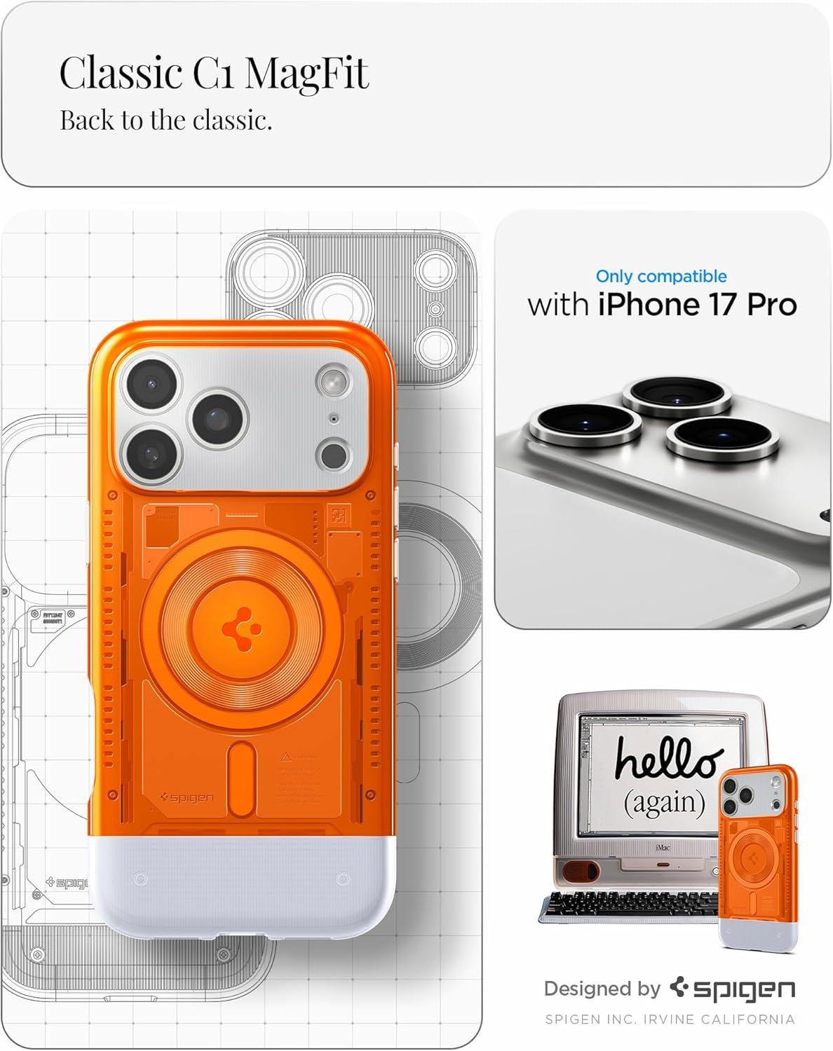 imageSpigen for iPhone 17 Pro Max Case Classic C1 MagFit TPU Covered Camera Control Compatible with MagSafe TangerineTangerine