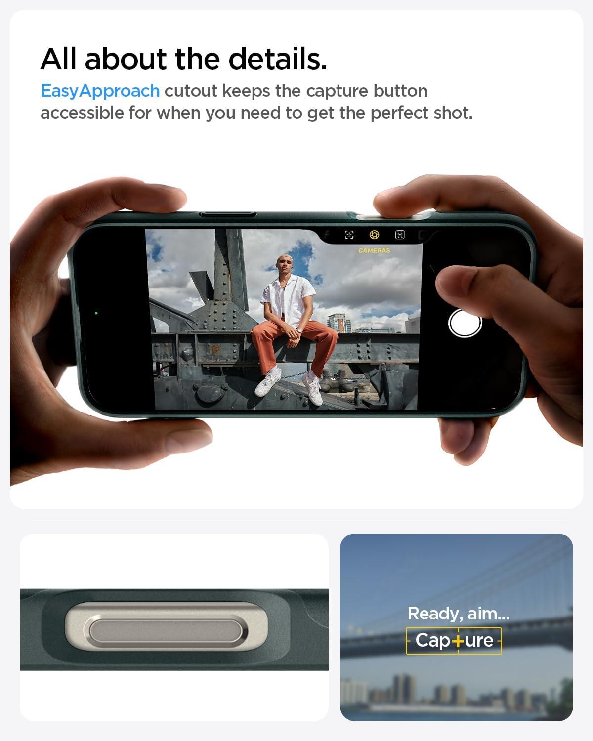 imageSpigen for iPhone 17 Pro Max Case Thin Fit MagFit TPU Covered Camera Control Compatible with MagSafe BlackAbyss Green