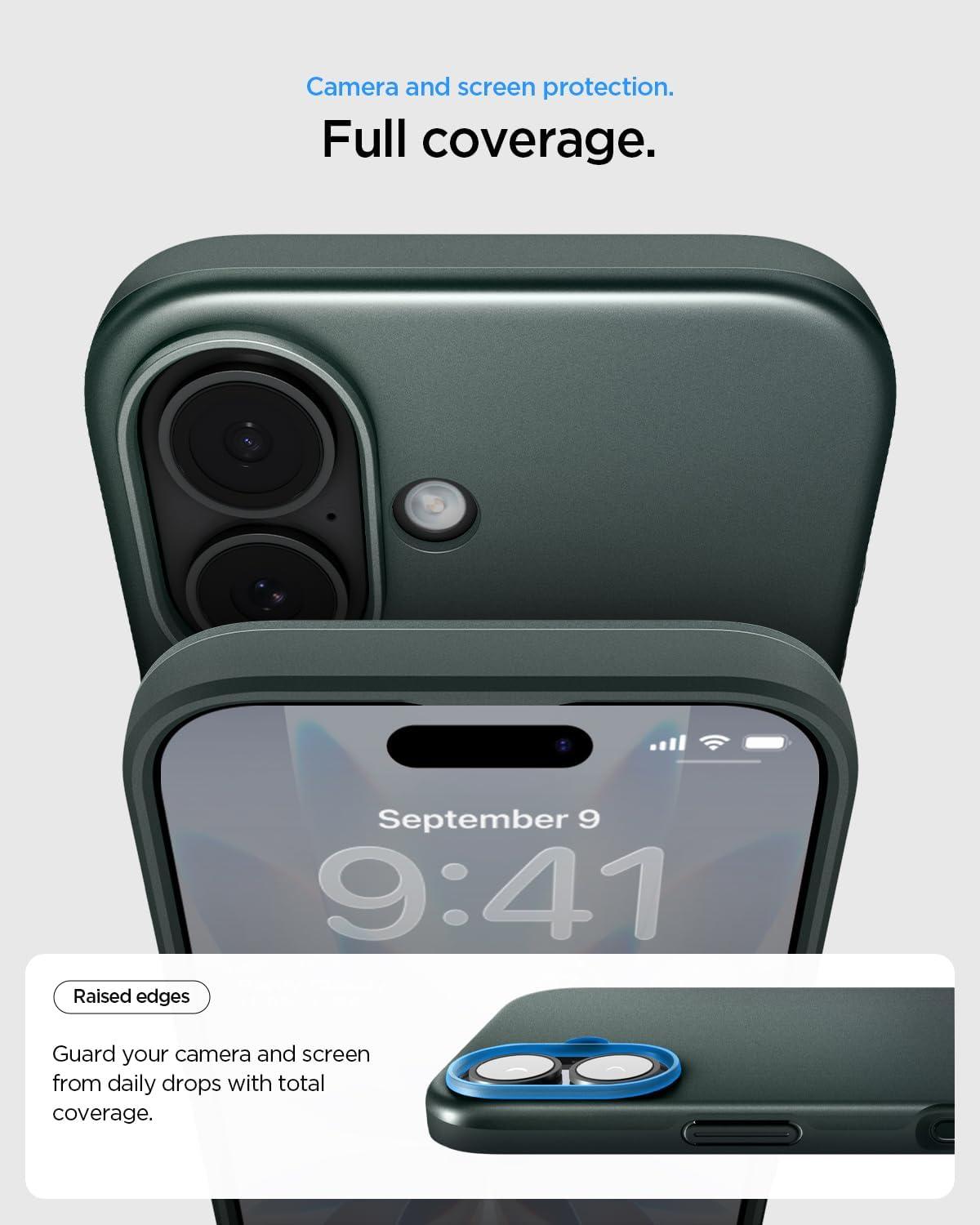 imageSpigen for iPhone 17 Pro Max Case Thin Fit MagFit TPU Covered Camera Control Compatible with MagSafe BlackAbyss Green