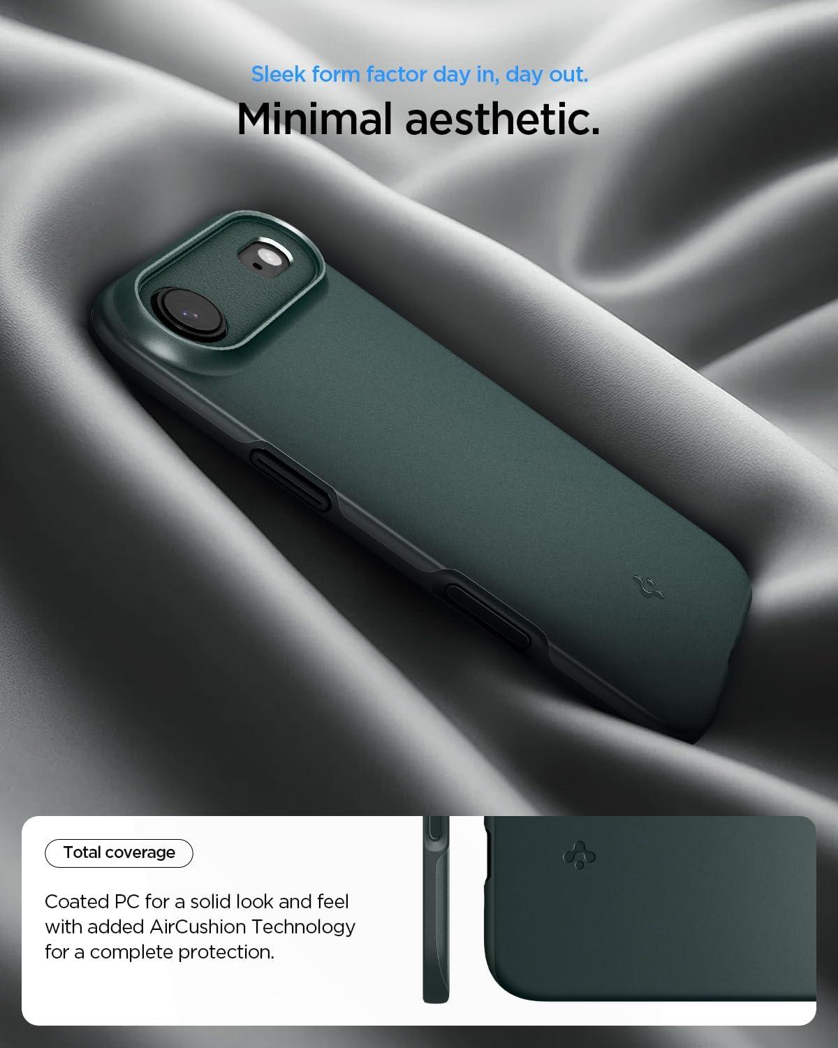 imageSpigen for iPhone 17 Pro Max Case Thin Fit MagFit TPU Covered Camera Control Compatible with MagSafe BlackAbyss Green