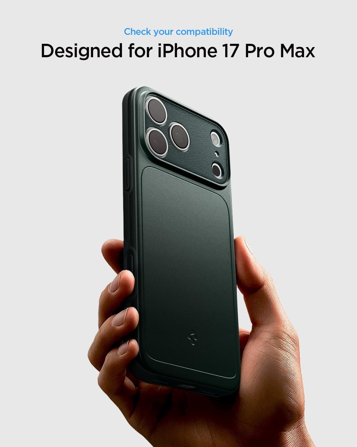 imageSpigen for iPhone 17 Pro Max Case Thin Fit MagFit TPU Covered Camera Control Compatible with MagSafe BlackAbyss Green