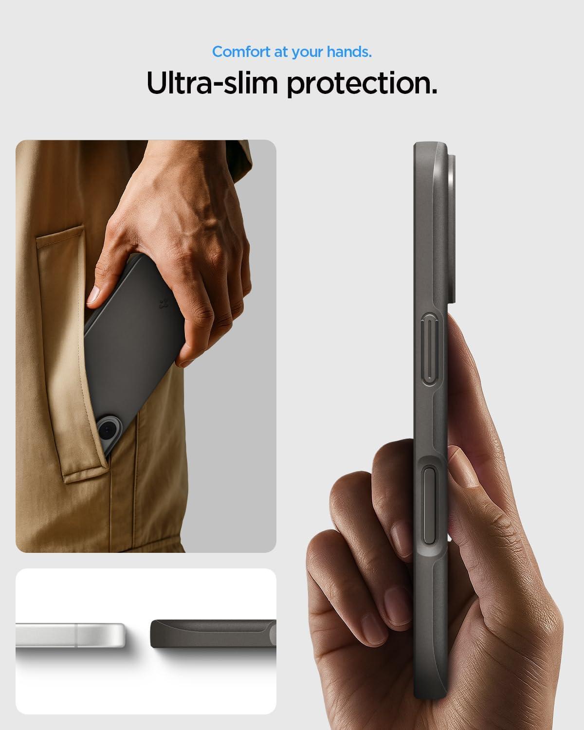 imageSpigen for iPhone 17 Pro Max Case Thin Fit MagFit TPU Covered Camera Control Compatible with MagSafe BlackGunmetal