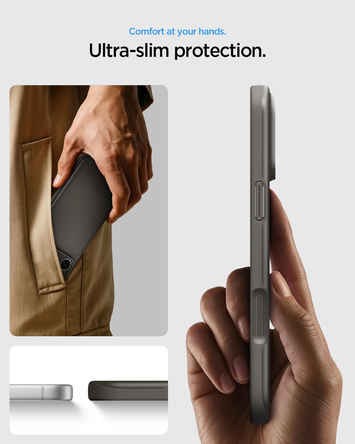 imageSpigen for iPhone 17 Pro Max Case Thin Fit MagFit TPU Covered Camera Control Compatible with MagSafe BlackGunmetal