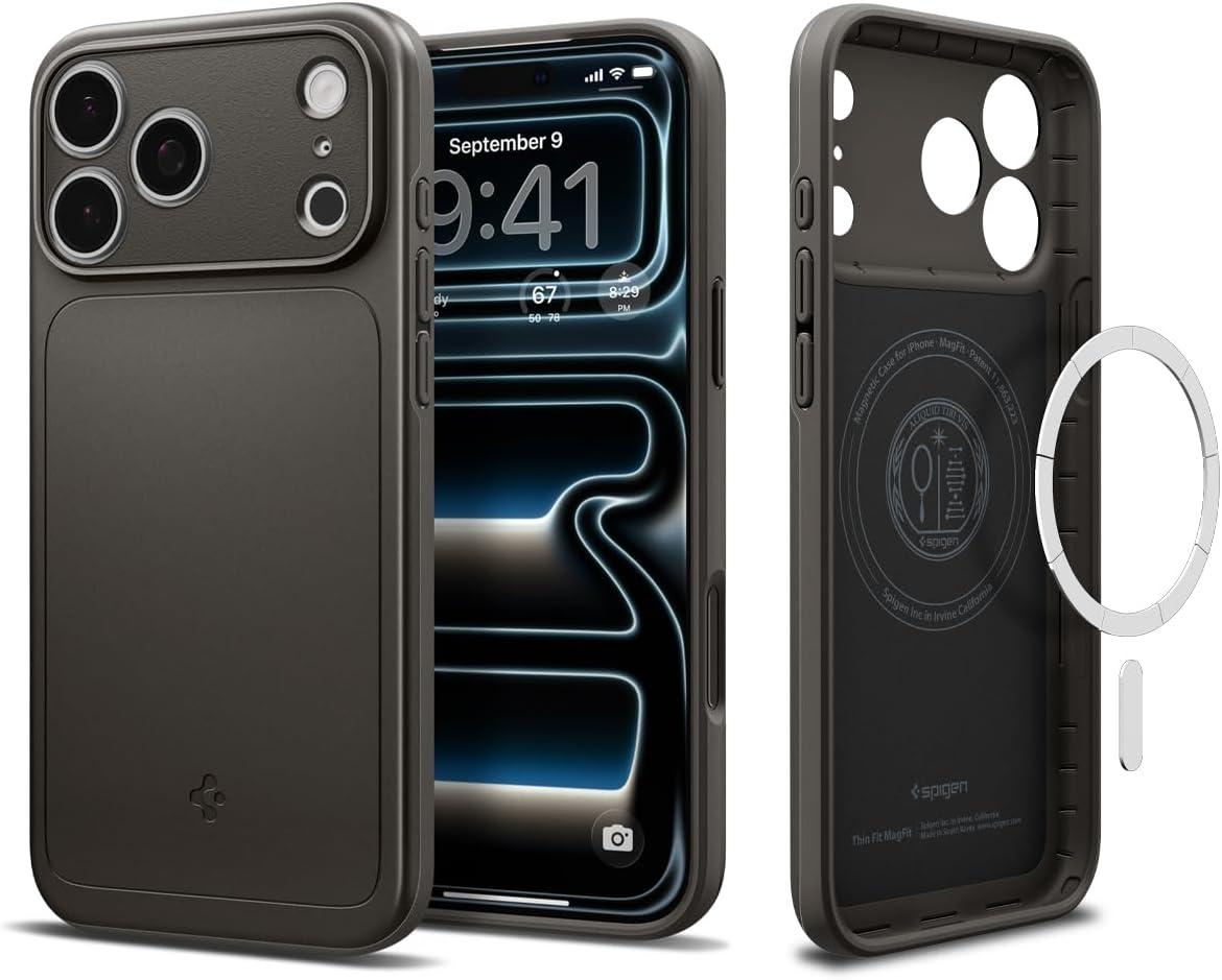 imageSpigen for iPhone 17 Pro Max Case Thin Fit MagFit TPU Covered Camera Control Compatible with MagSafe BlackGunmetal