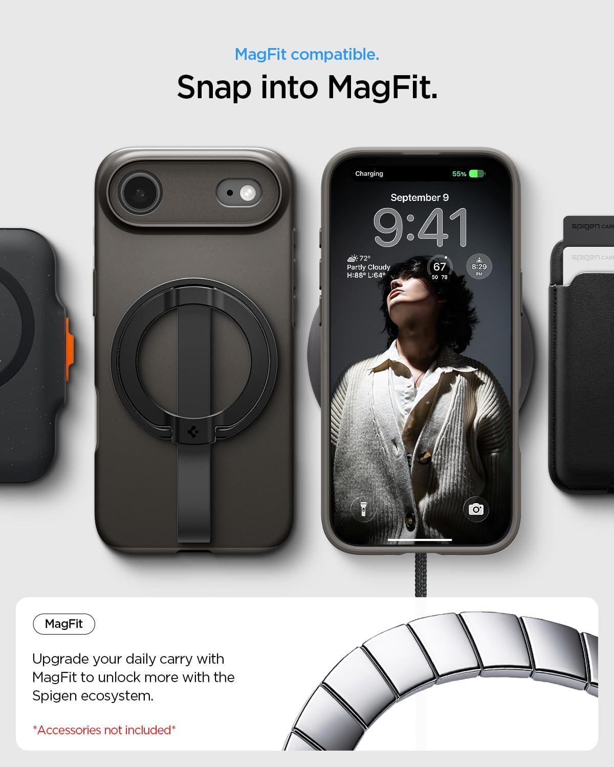 imageSpigen for iPhone 17 Pro Max Case Thin Fit MagFit TPU Covered Camera Control Compatible with MagSafe BlackGunmetal