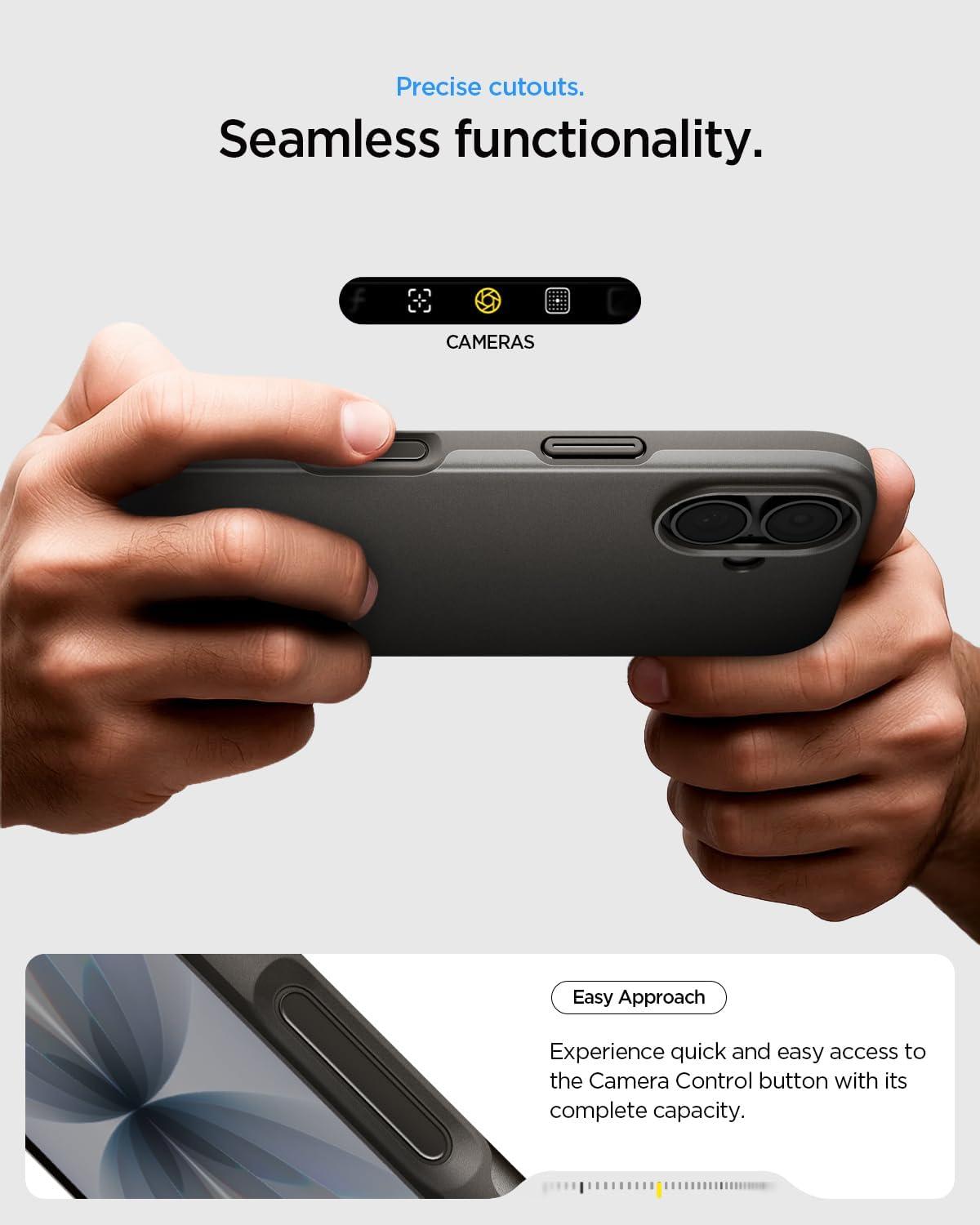 imageSpigen for iPhone 17 Pro Max Case Thin Fit MagFit TPU Covered Camera Control Compatible with MagSafe BlackGunmetal