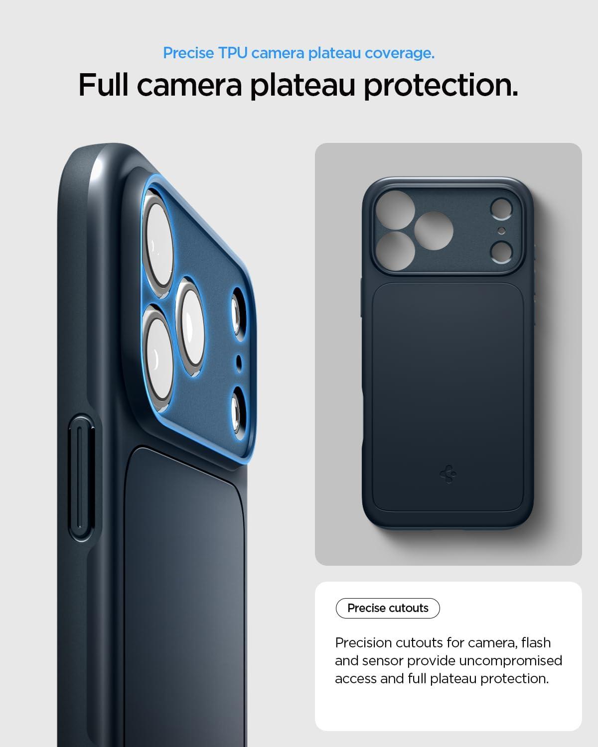 imageSpigen for iPhone 17 Pro Max Case Thin Fit MagFit TPU Covered Camera Control Compatible with MagSafe BlackMetal Slate