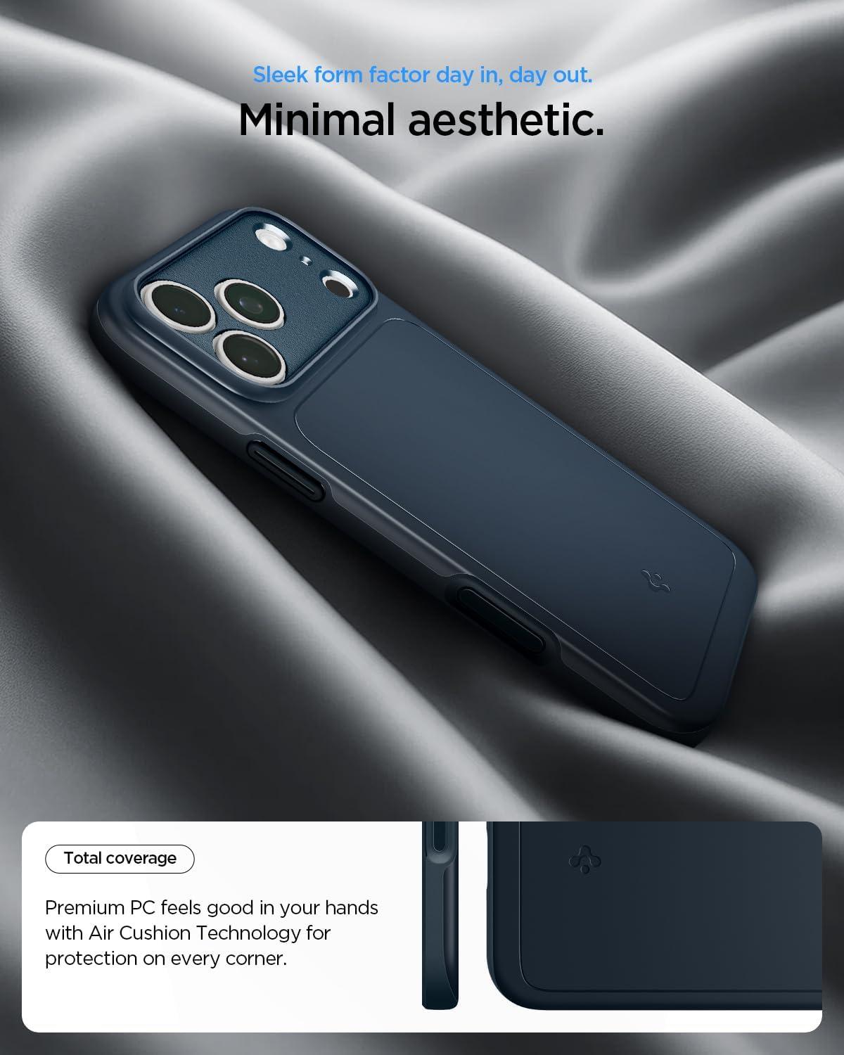 imageSpigen for iPhone 17 Pro Max Case Thin Fit MagFit TPU Covered Camera Control Compatible with MagSafe BlackMetal Slate