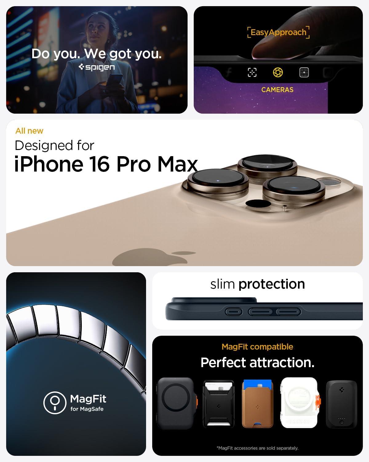 imageSpigen for iPhone 17 Pro Max Case Thin Fit MagFit TPU Covered Camera Control Compatible with MagSafe BlackMetal Slate