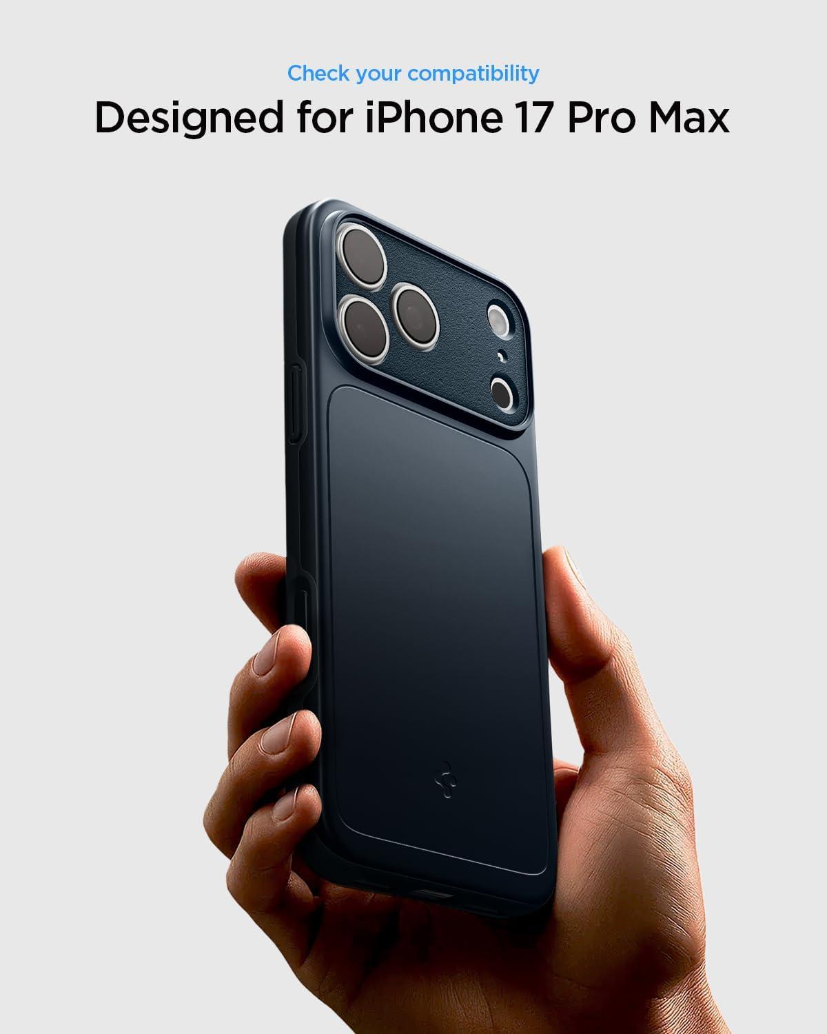 imageSpigen for iPhone 17 Pro Max Case Thin Fit MagFit TPU Covered Camera Control Compatible with MagSafe BlackMetal Slate