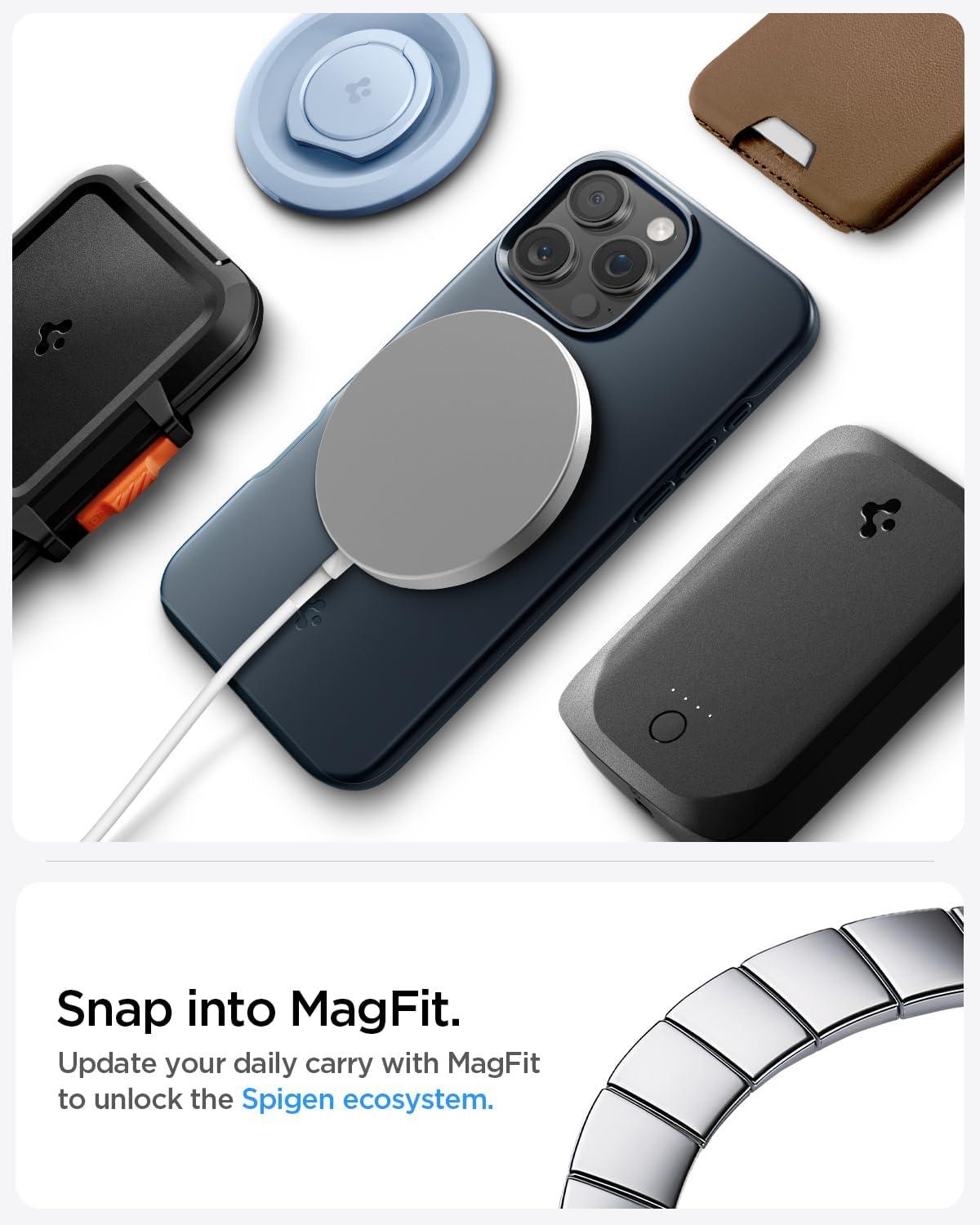 imageSpigen for iPhone 17 Pro Max Case Thin Fit MagFit TPU Covered Camera Control Compatible with MagSafe BlackMetal Slate