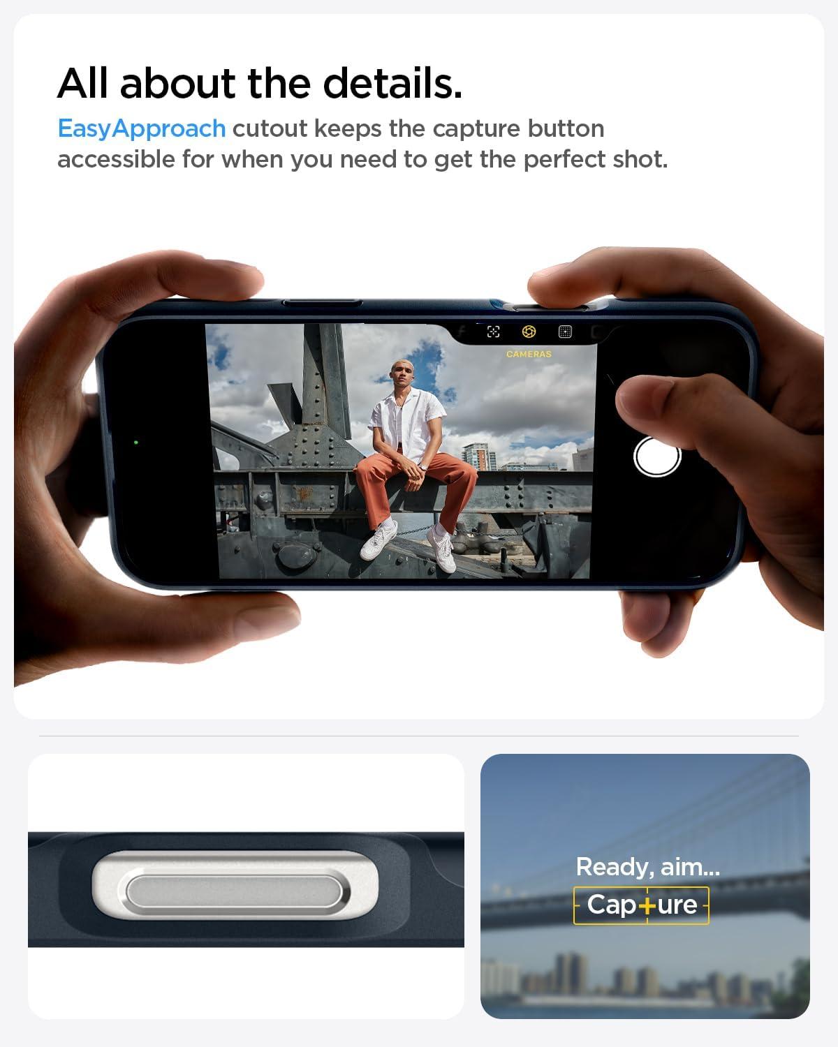 imageSpigen for iPhone 17 Pro Max Case Thin Fit MagFit TPU Covered Camera Control Compatible with MagSafe BlackMetal Slate