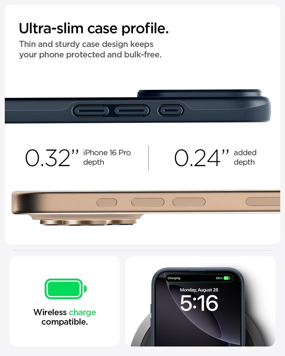 imageSpigen for iPhone 17 Pro Max Case Thin Fit MagFit TPU Covered Camera Control Compatible with MagSafe BlackMetal Slate