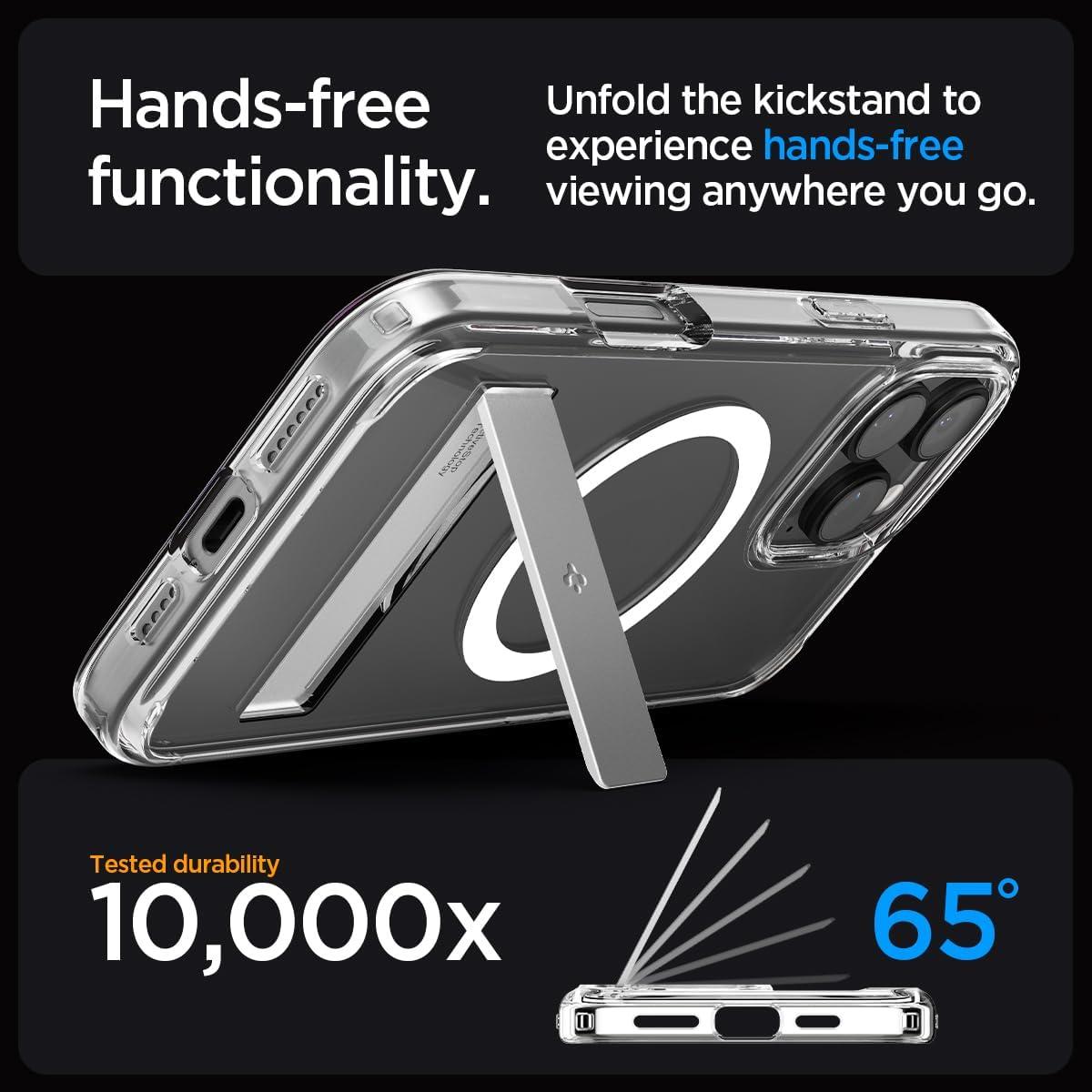 imageSpigen for iPhone 17 Pro Max Case Ultra Hybrid S MagFit TPU Covered Camera Control Kickstand Compatible with MagSafe Clear WhiteCrystal Clear