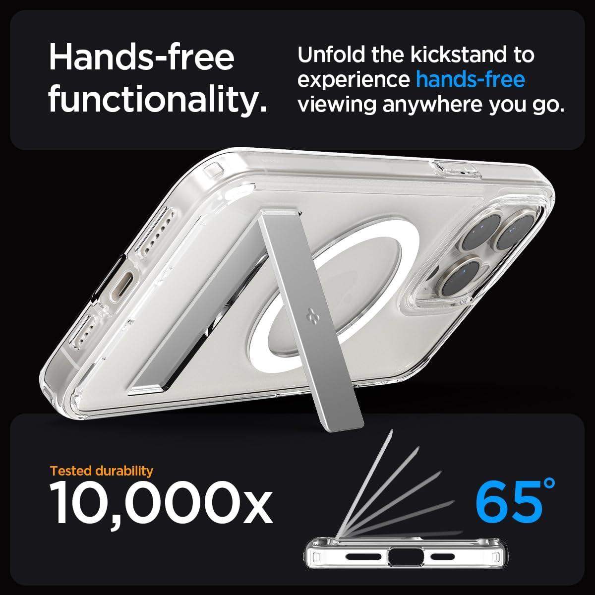 imageSpigen for iPhone 17 Pro Max Case Ultra Hybrid S MagFit TPU Covered Camera Control Kickstand Compatible with MagSafe Clear WhiteCrystal Clear