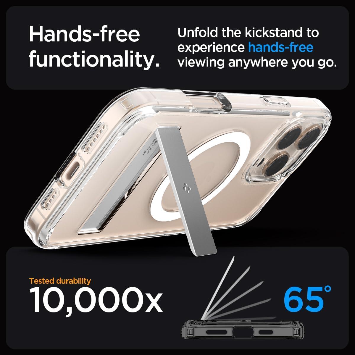 imageSpigen for iPhone 17 Pro Max Case Ultra Hybrid S MagFit TPU Covered Camera Control Kickstand Compatible with MagSafe Clear WhiteCrystal Clear