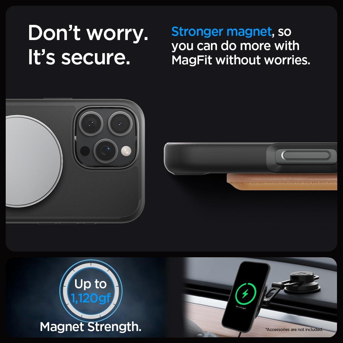 imageSpigen for iPhone 17 Pro Max Case Ultra Hybrid S MagFit TPU Covered Camera Control Kickstand Compatible with MagSafe Clear WhiteFrost Black