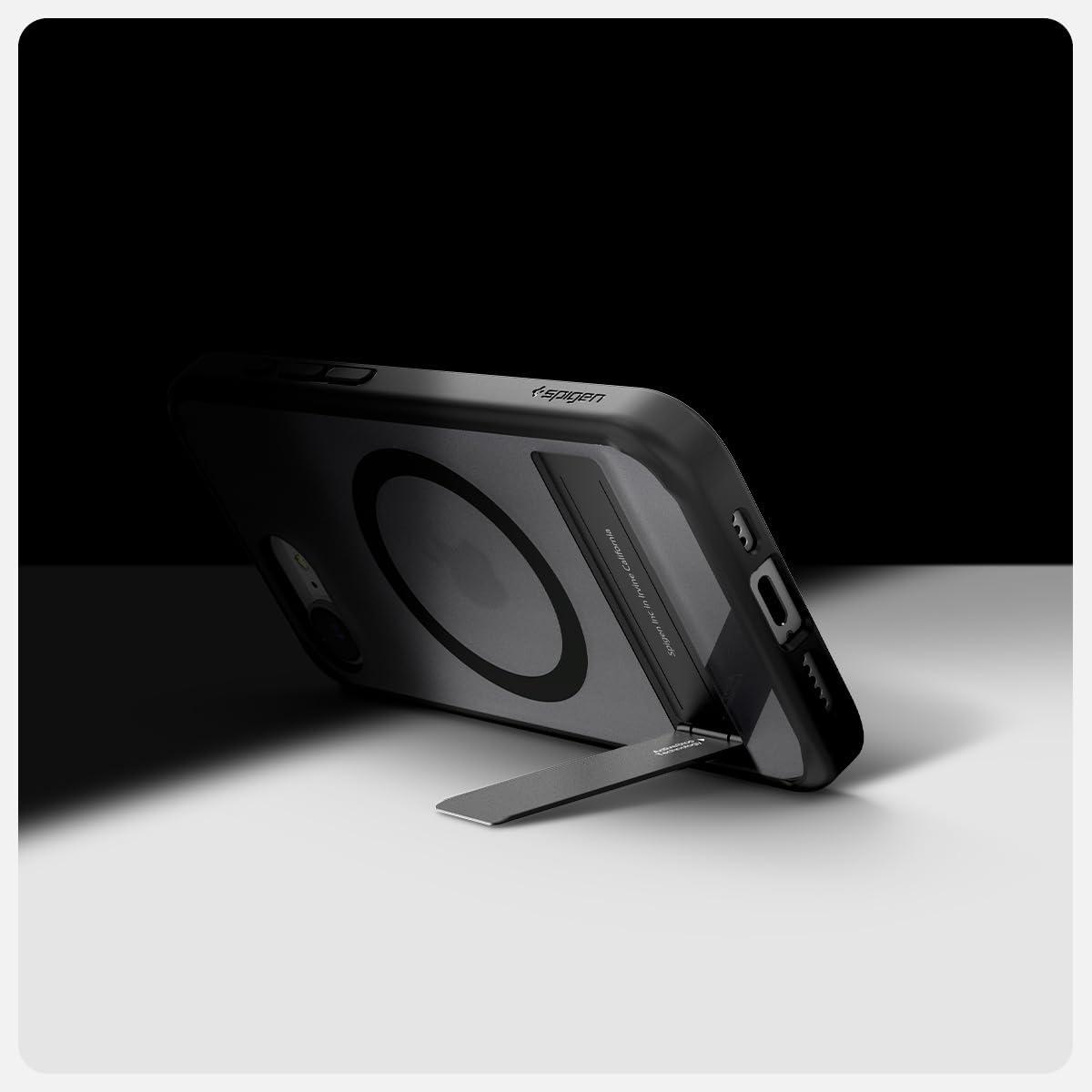 imageSpigen for iPhone 17 Pro Max Case Ultra Hybrid S MagFit TPU Covered Camera Control Kickstand Compatible with MagSafe Clear WhiteFrost Black