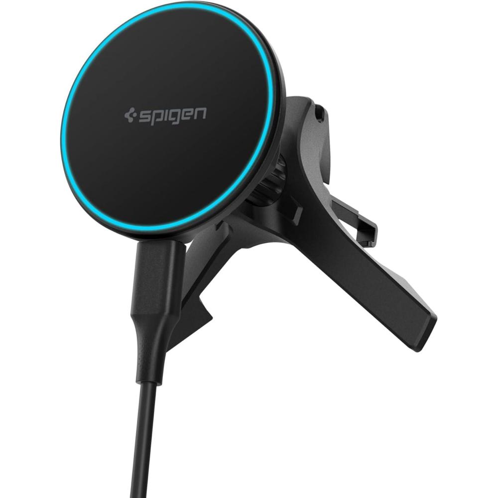 imageSpigen Cryomax MagFit Qi22 25W MagSafe Car Mount Wireless Charger UltraFast Charging Function wActive Peltier Cooling Requires 45W Charging Adapter Compatible with iPhone 17 16 15 14 13 Series15W Qi 2 Ultra Slim