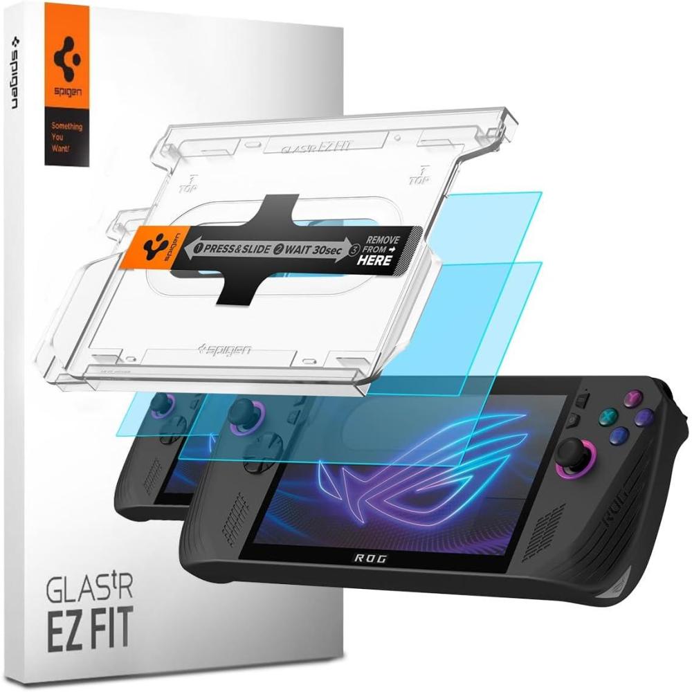 imageSpigen Tempered Glass Screen Protector GlasTR EZ FIT designed for ASUS ROG Ally X 2 Pack Not compatible with Rog Xbox Ally
