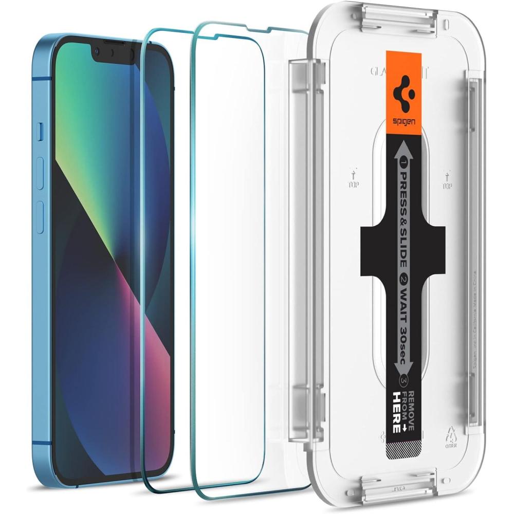 imageSpigen Tempered Glass Screen Protector GlasTR EZ FIT designed for iPhone 13 Mini Sensor Protection 2 Pack